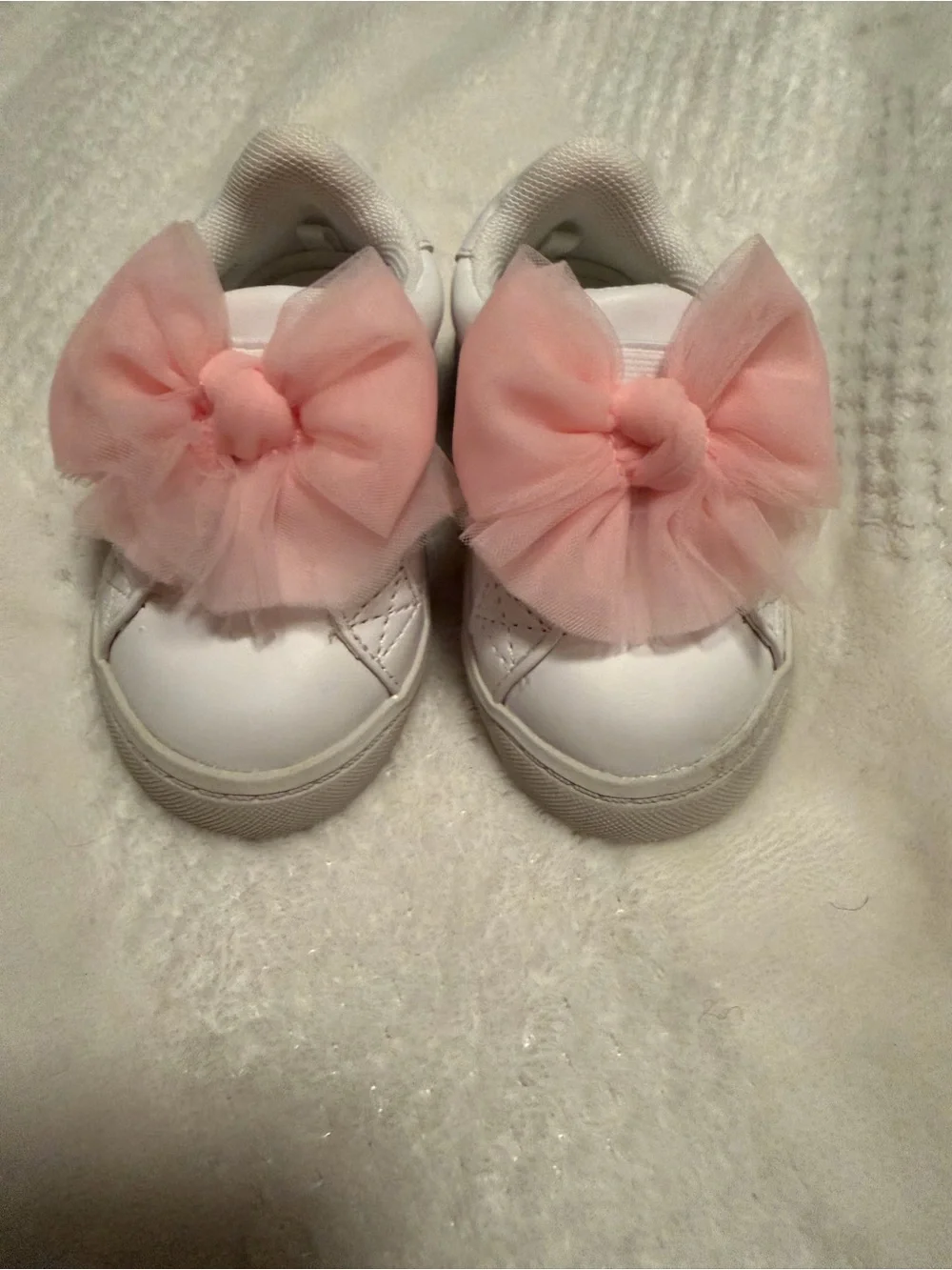 wonder nation White Toddler Sneakers with Pink Tulle Bows